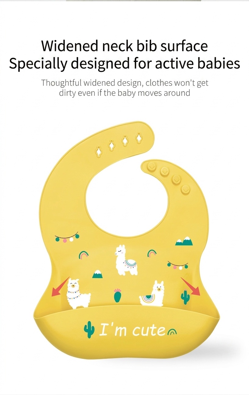 Bavoir bébé en silicone avec de jolis animaux - Imperméable et ajustable