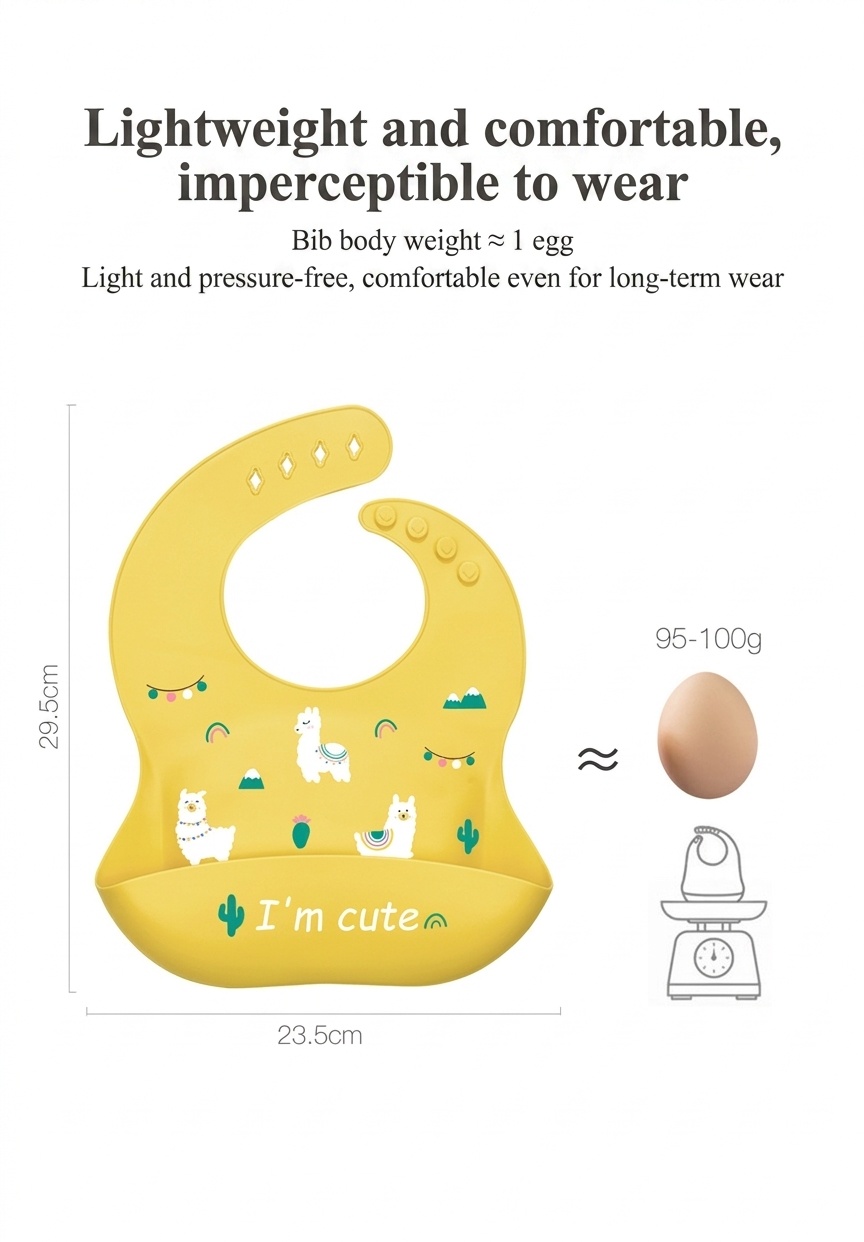 Bavoir bébé en silicone avec de jolis animaux - Imperméable et ajustable