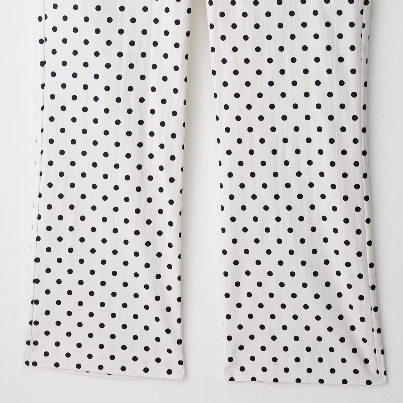 Flared Cropped Pants - Polka Dot High Waist KUN-00015