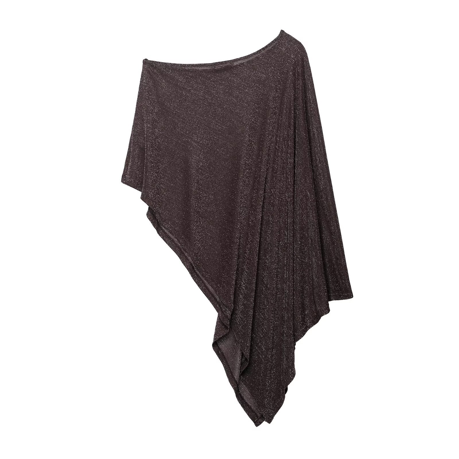 Poncho asimétrico de hilo metálico para mujer KUN-00073