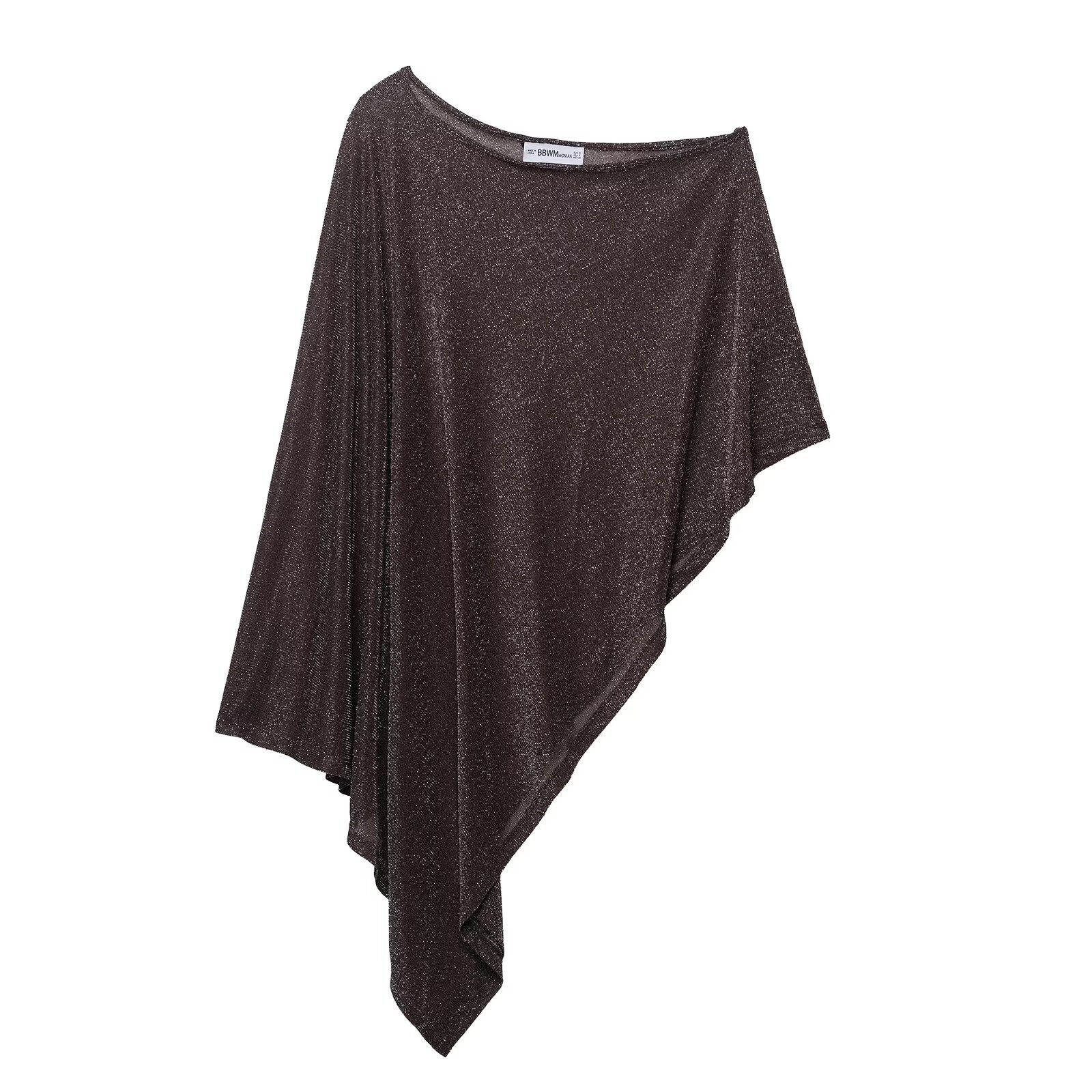 Poncho asimétrico de hilo metálico para mujer KUN-00073