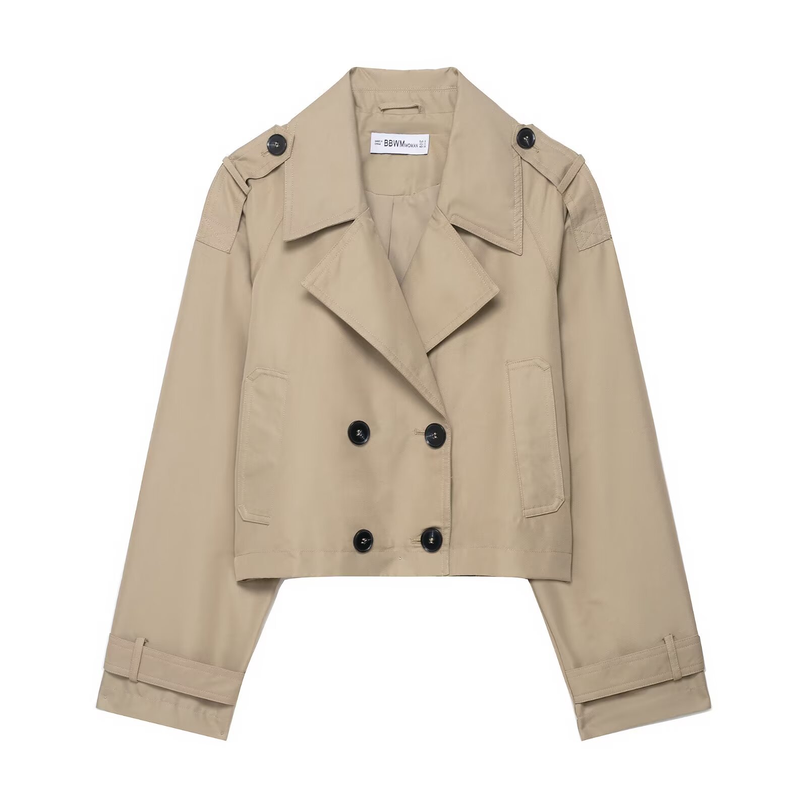 Women's Trench Coat Double-Breasted Short Fashion Casual KUN-00074