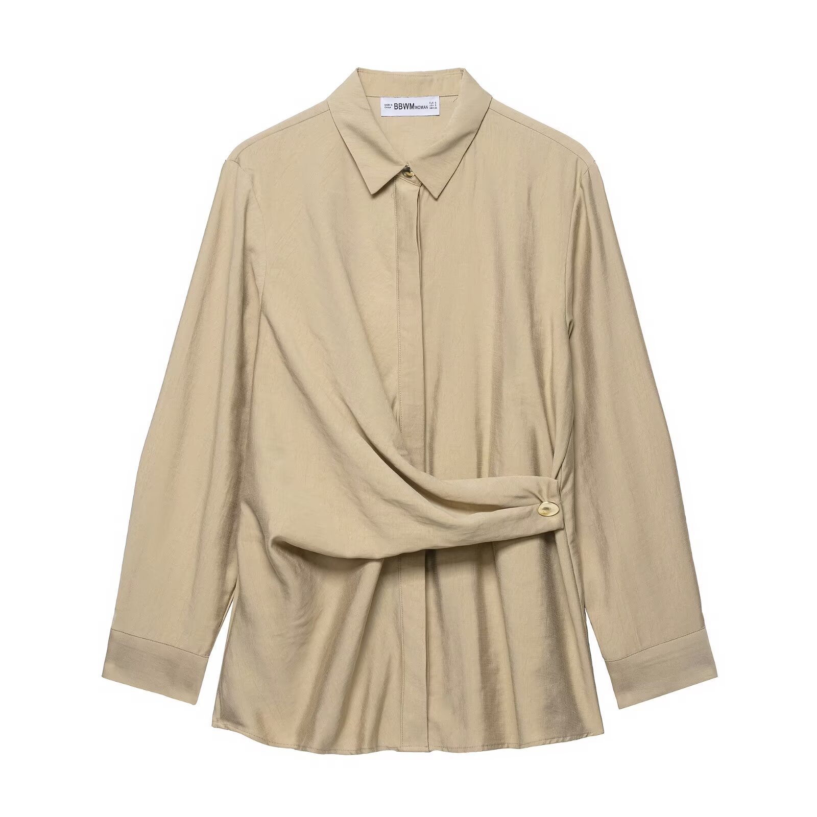 Conjunto de blusa con botones dorados y pantalón ancho para mujer - Cintura elástica KUN-00166