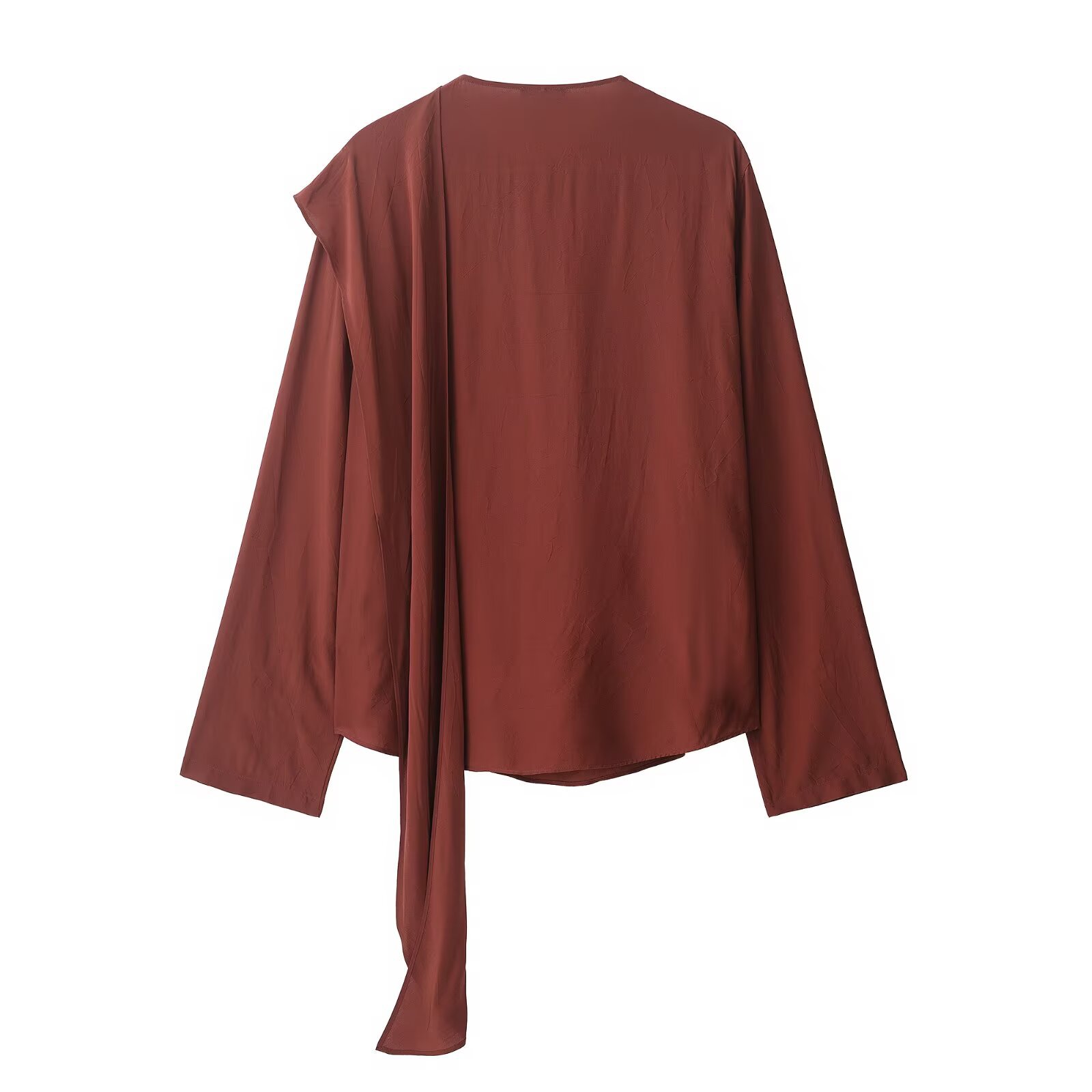 Flowy Chiffon Blouse - Elegant Tie Neck Top KUN-00088