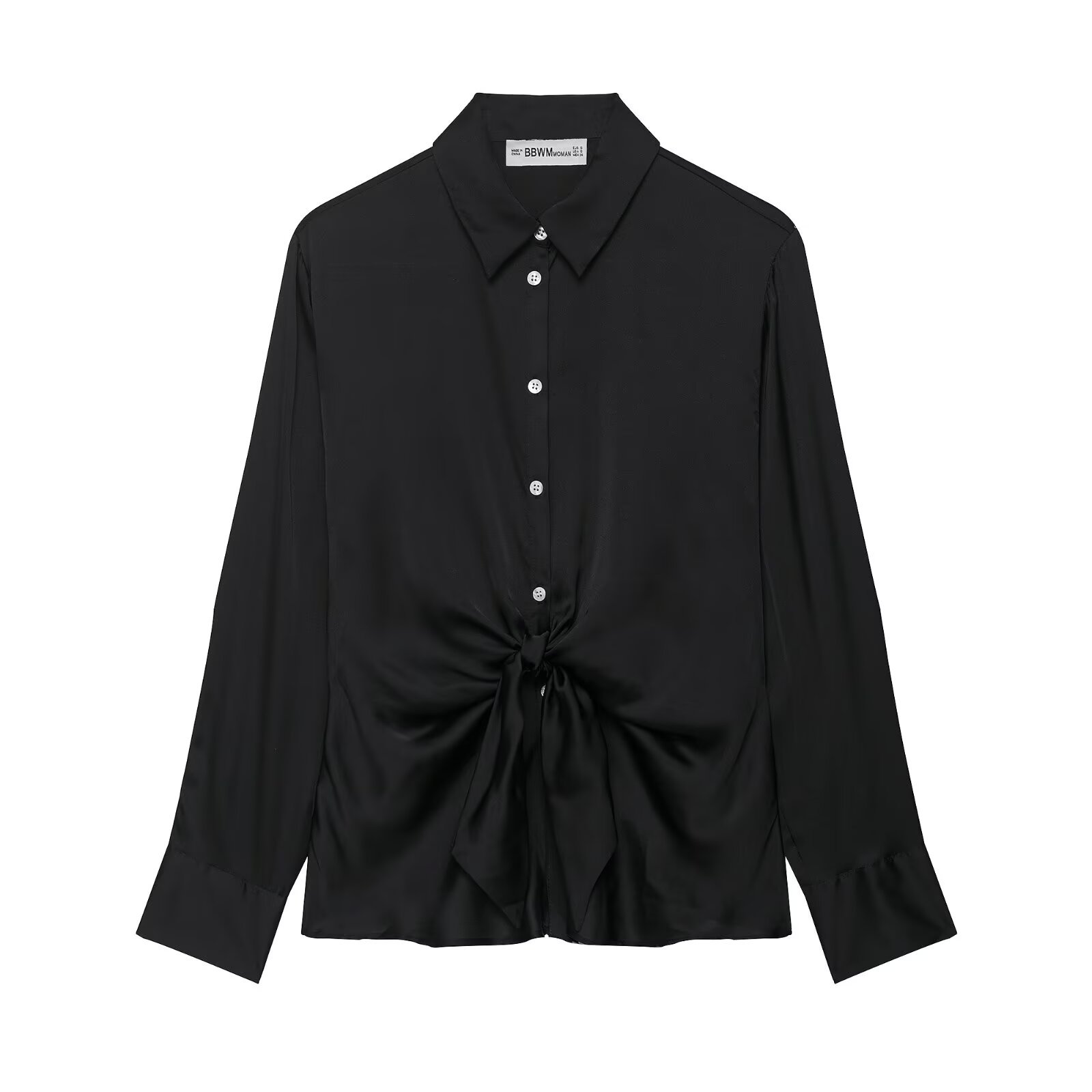Satin Blouse Stylish Tie-Knot Shirt KUN-00087
