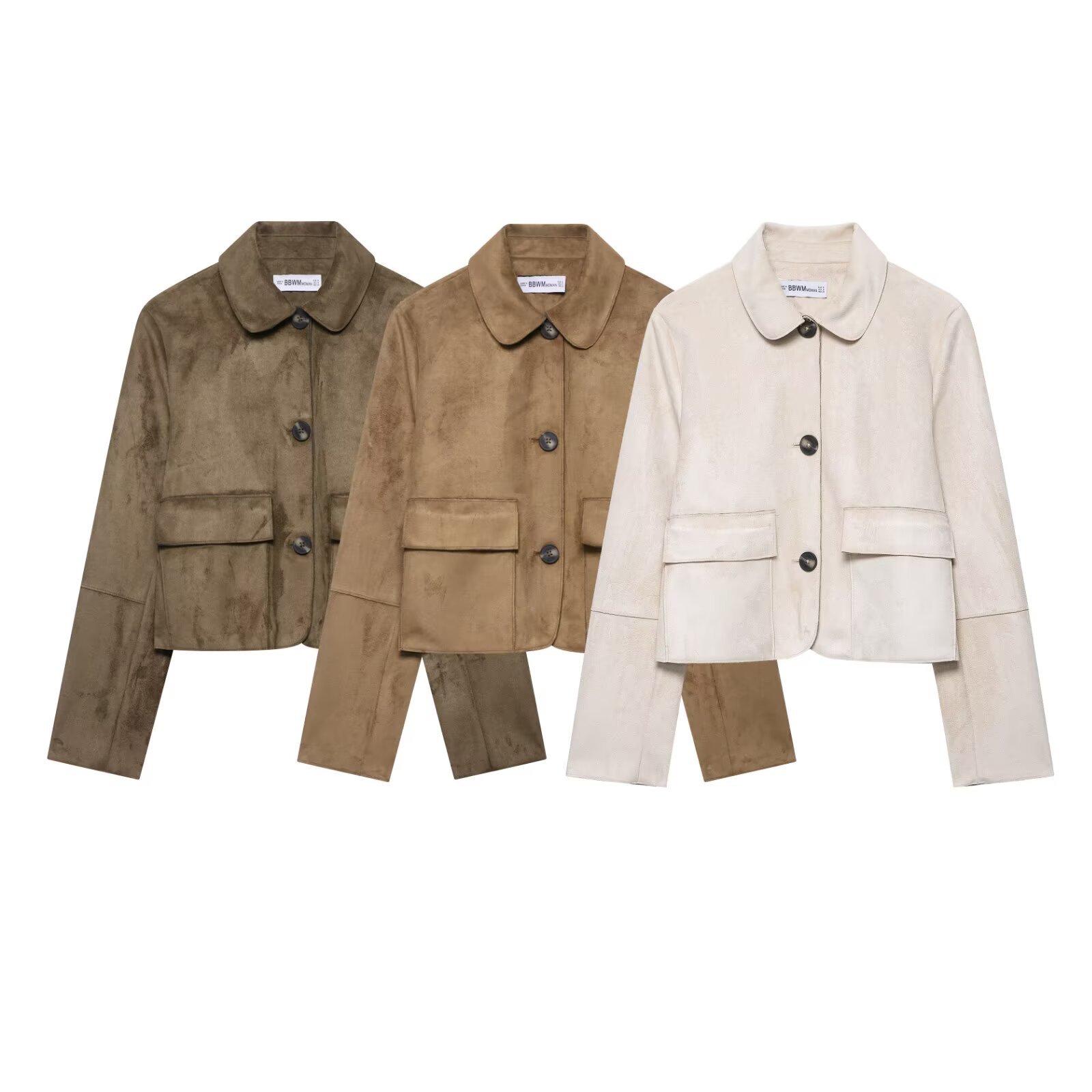 Chaqueta corta de ante sintético - Prendas de abrigo de moda para mujer KUN-00002