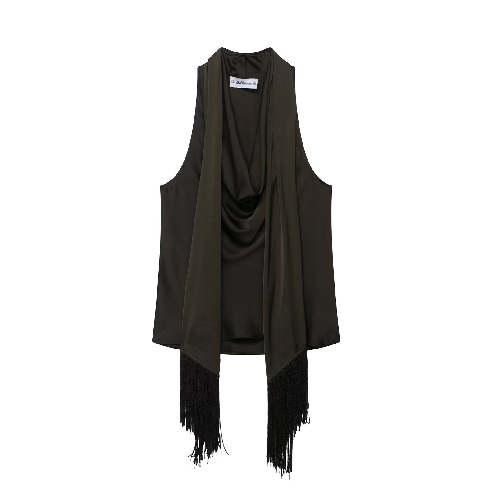 Satin Blouse with Tassel - European Style Top KUN-00105