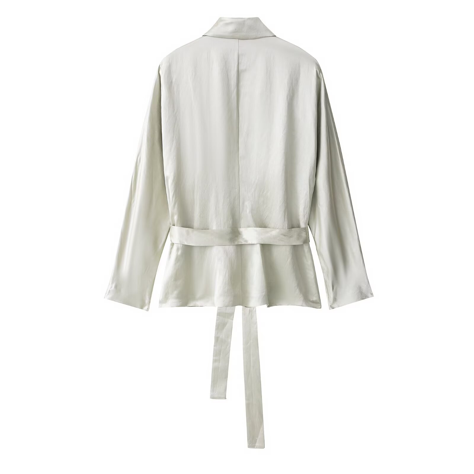 Conjunto de blazer de satén y pantalón plisado - Cinturón KUN-00037