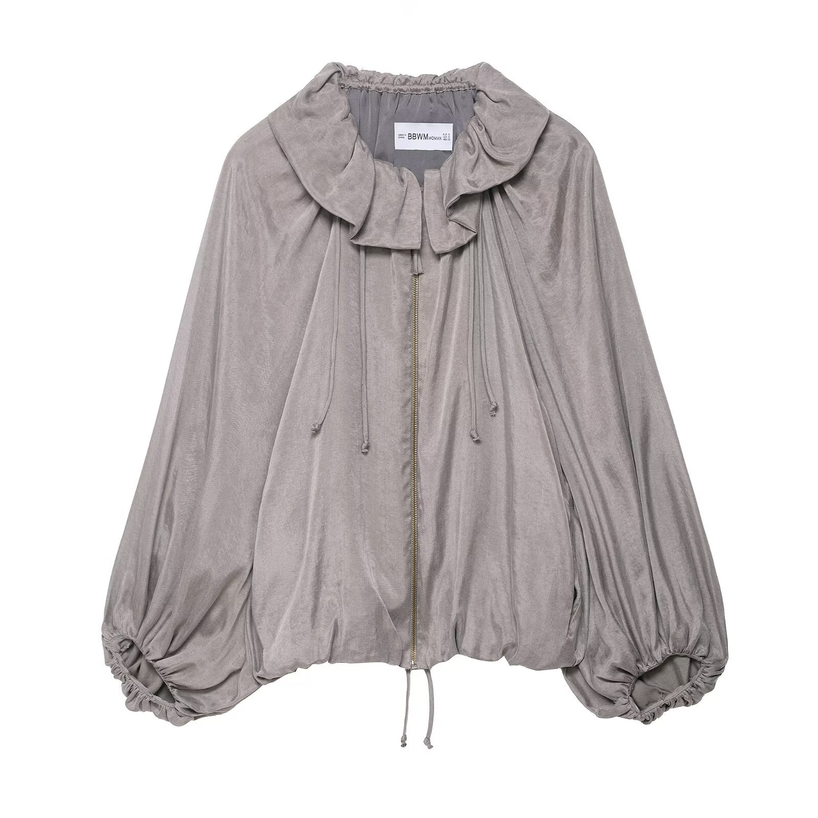 Ensemble blouson aviateur en satin et pantalon large KUN-00041