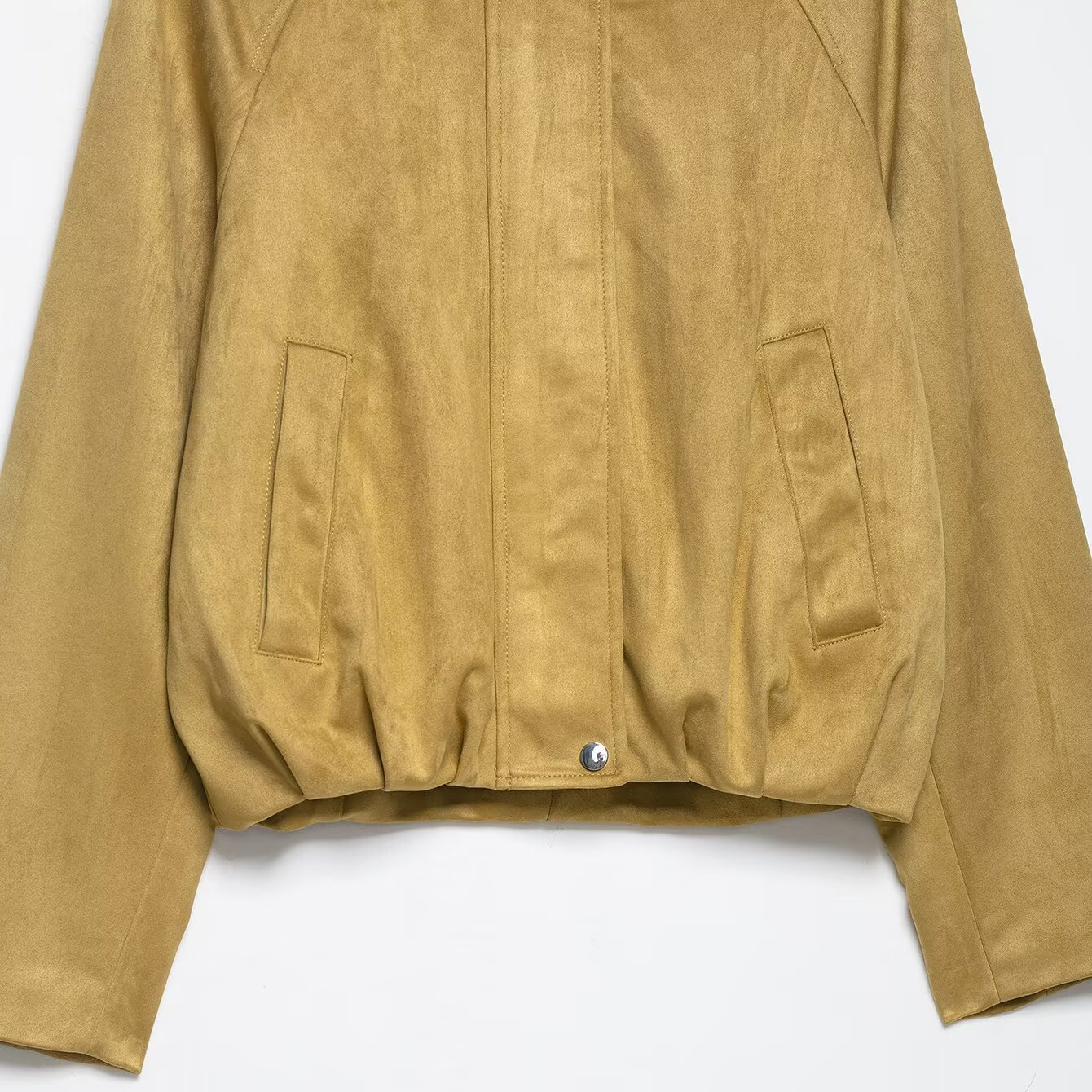 Faux Suede Bomber Jacket - Stylish Aviator Outerwear KUN-00070
