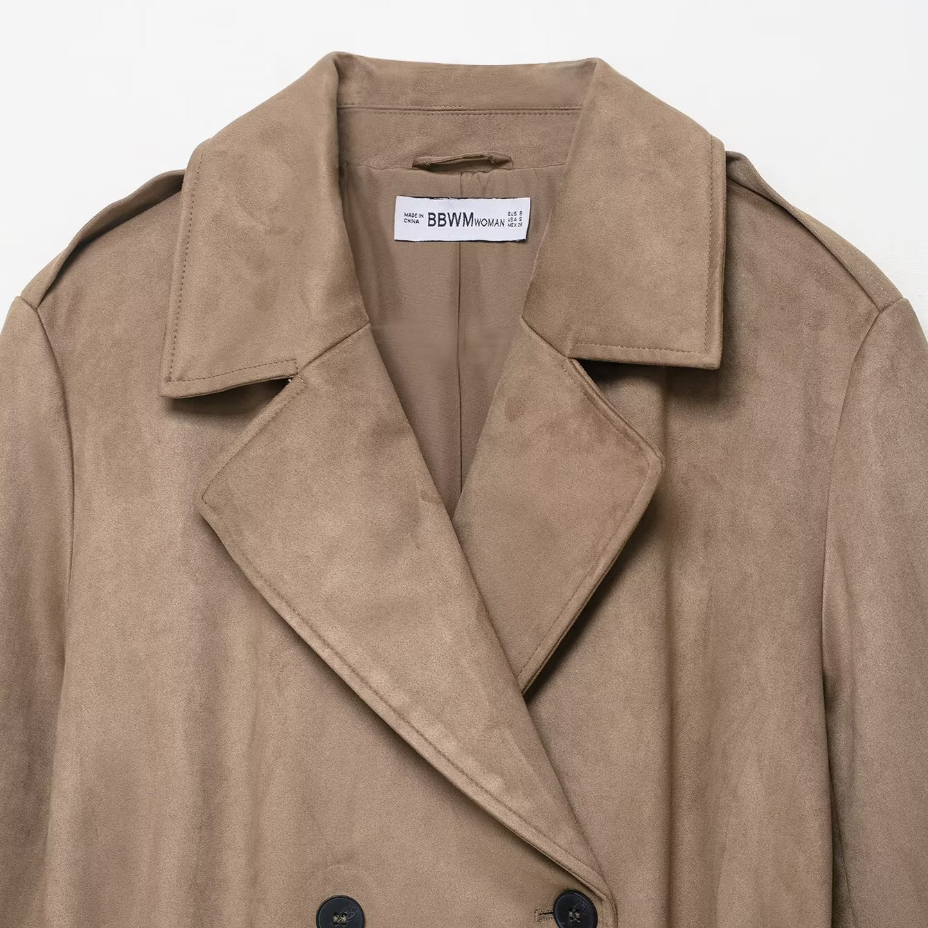 Gabardina de ante sintético, prenda informal y elegante KUN-00016