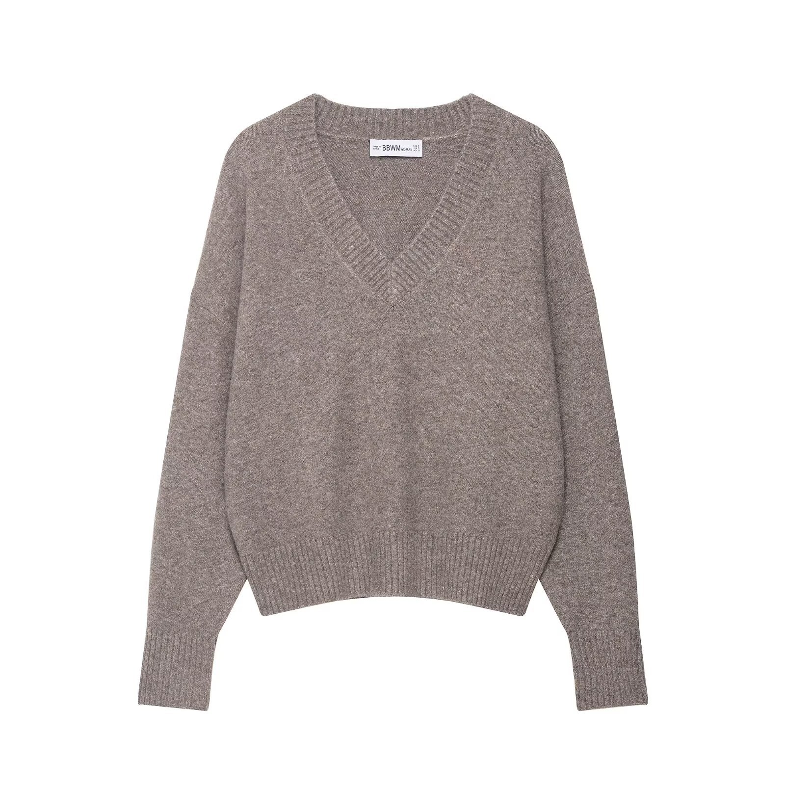 Knit Top Soft V-Neck Sweater - Chic European Style KUN-00024