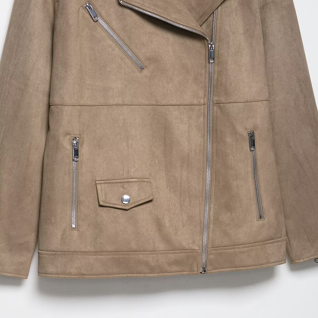 Veste de motard en faux daim - Veste motarde tendance et décontractée pour femme KUN-00288