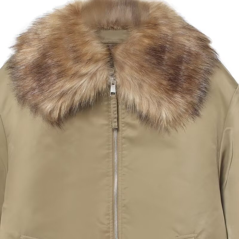 Faux Fur Collar Aviator Jacket KUN-00175