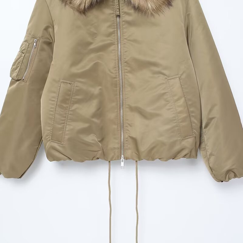 Faux Fur Collar Aviator Jacket KUN-00175