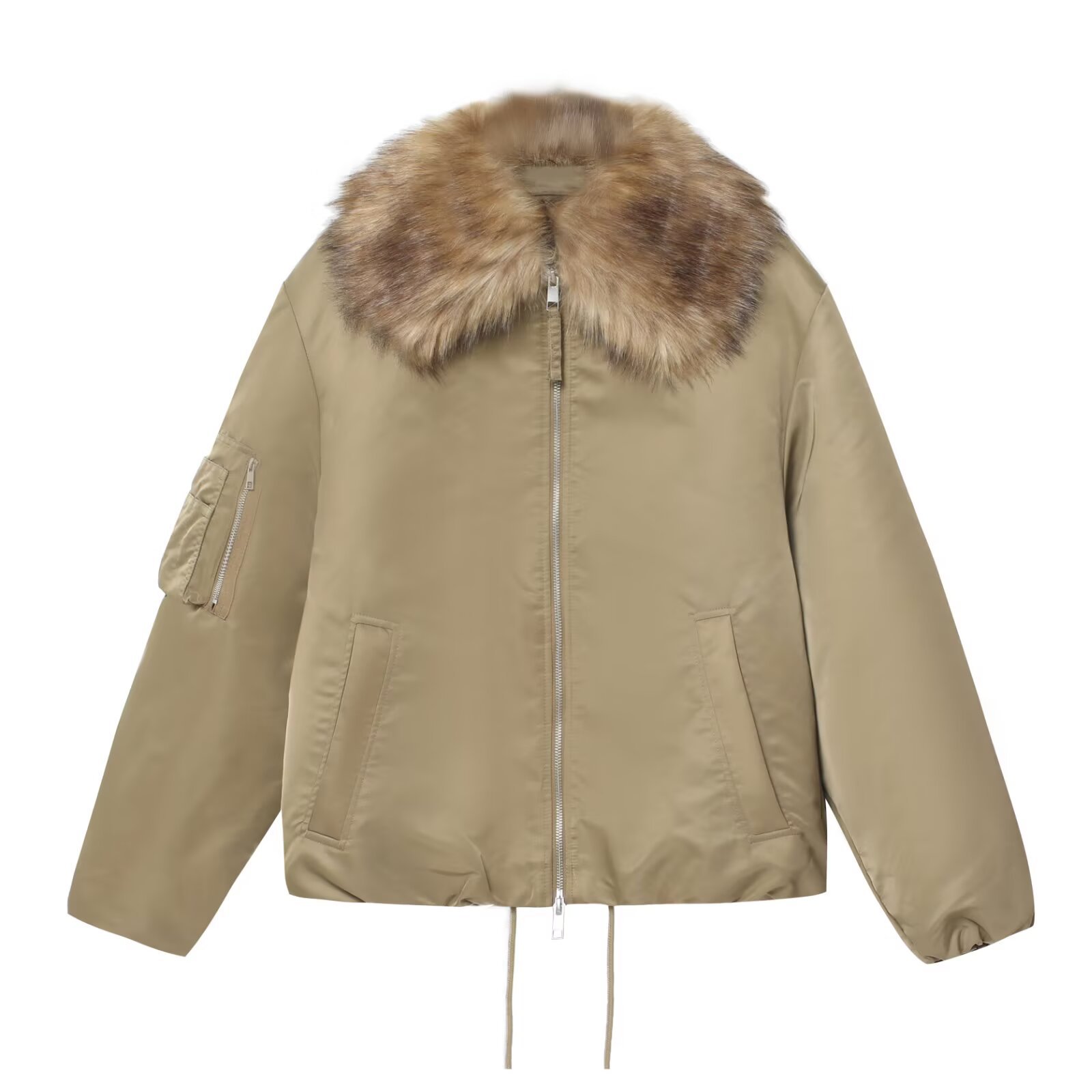 Faux Fur Collar Aviator Jacket KUN-00175