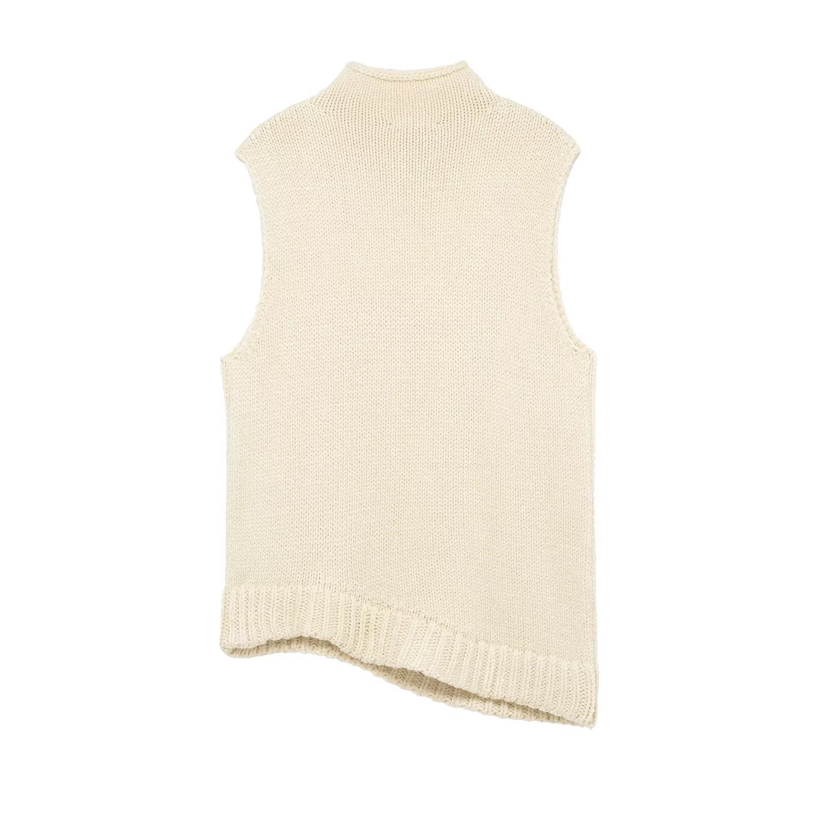 Knit Vest - Women's Stylish Asymmetric Sleeveless Top KUN-00013