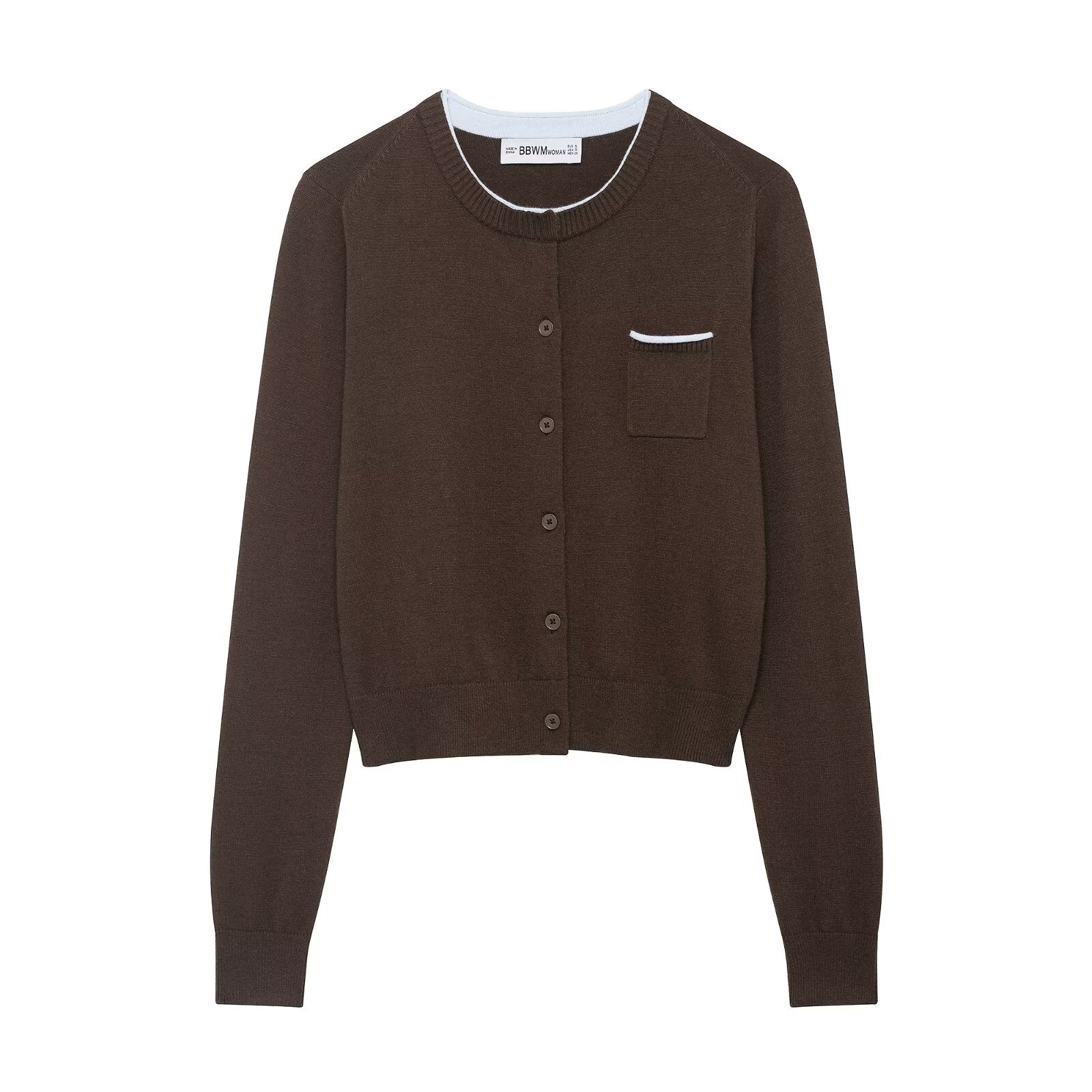 Cárdigan de punto con patchwork - Prenda exterior informal de estilo europeo KUN-00098