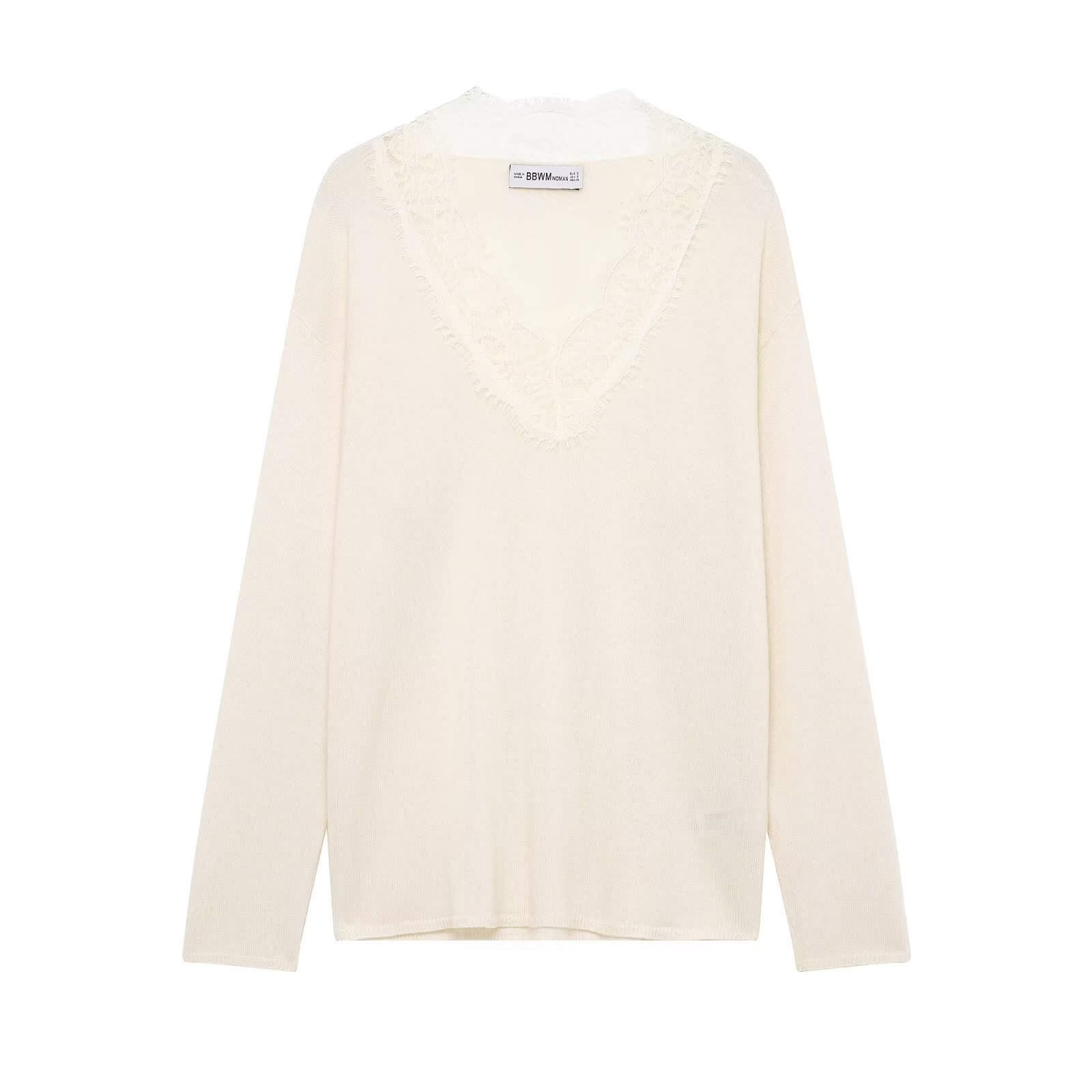 Gebreide top met kant - Chique casual trui voor dames KUN-00009