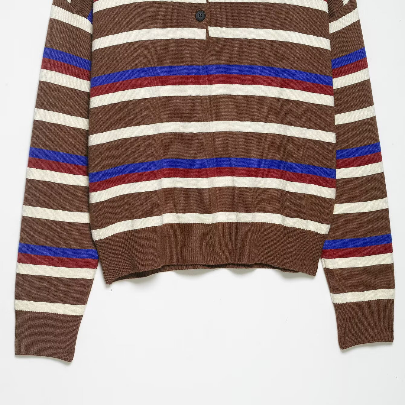 Striped Knit Polo Shirt - Trendy Casual Top KUN-00017