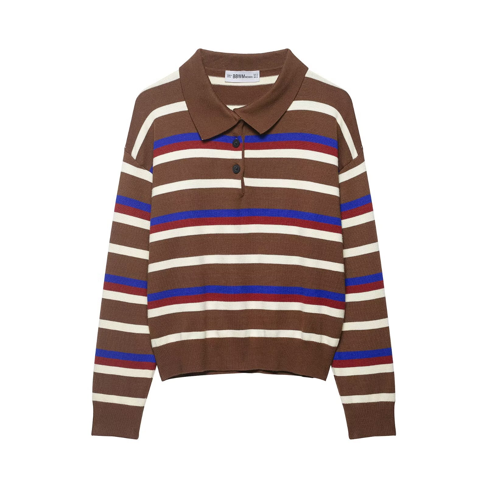 Striped Knit Polo Shirt - Trendy Casual Top KUN-00017