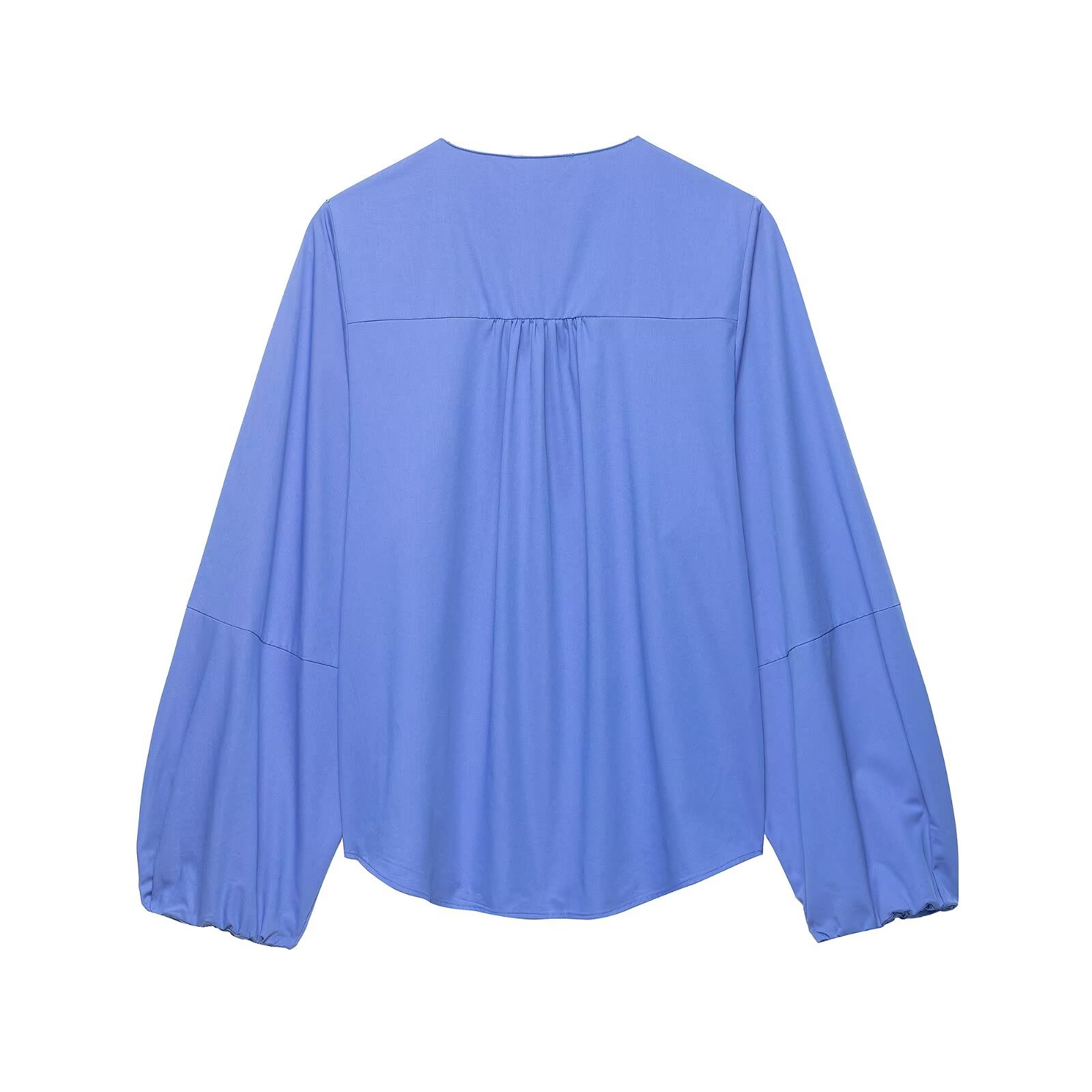Poplin Balloon Sleeve Blouse - Chic European Style KUN-00046