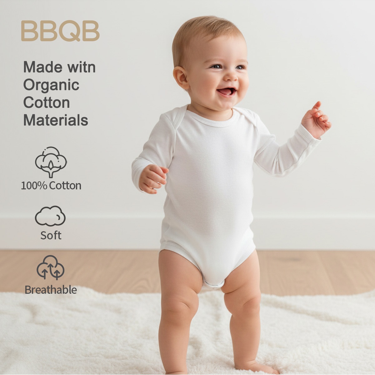 Organic Cotton Kimono Baby Bodysuit - Soft & Breathable