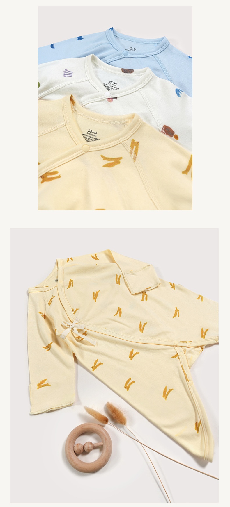 Pijama de algodón orgánico GOTS para recién nacidos