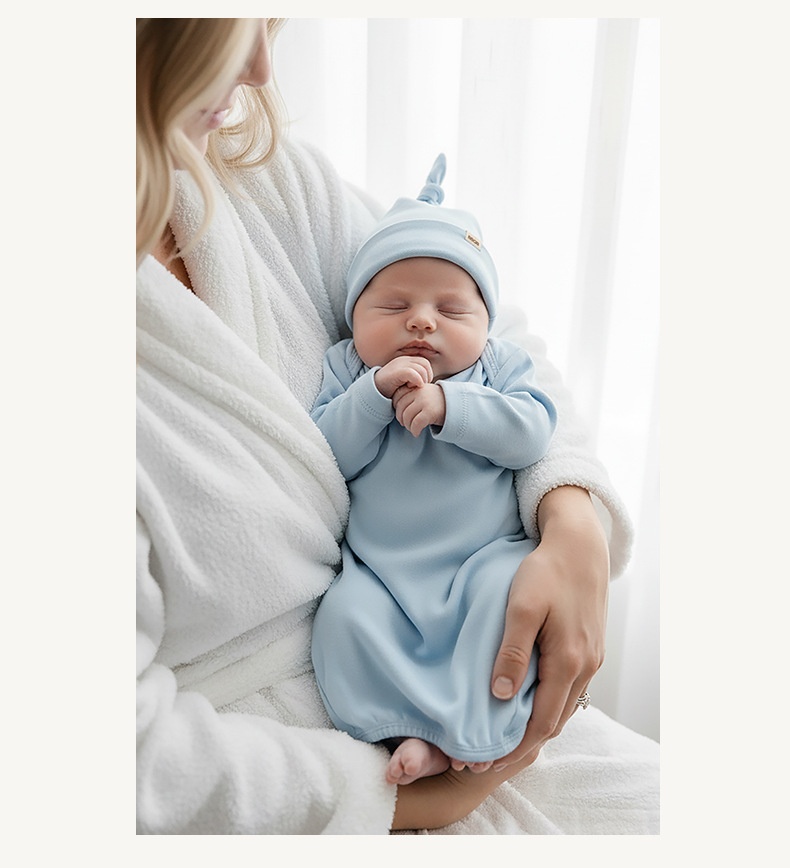 Cappellino annodato in cotone biologico per neonati - Morbido berretto per bambini