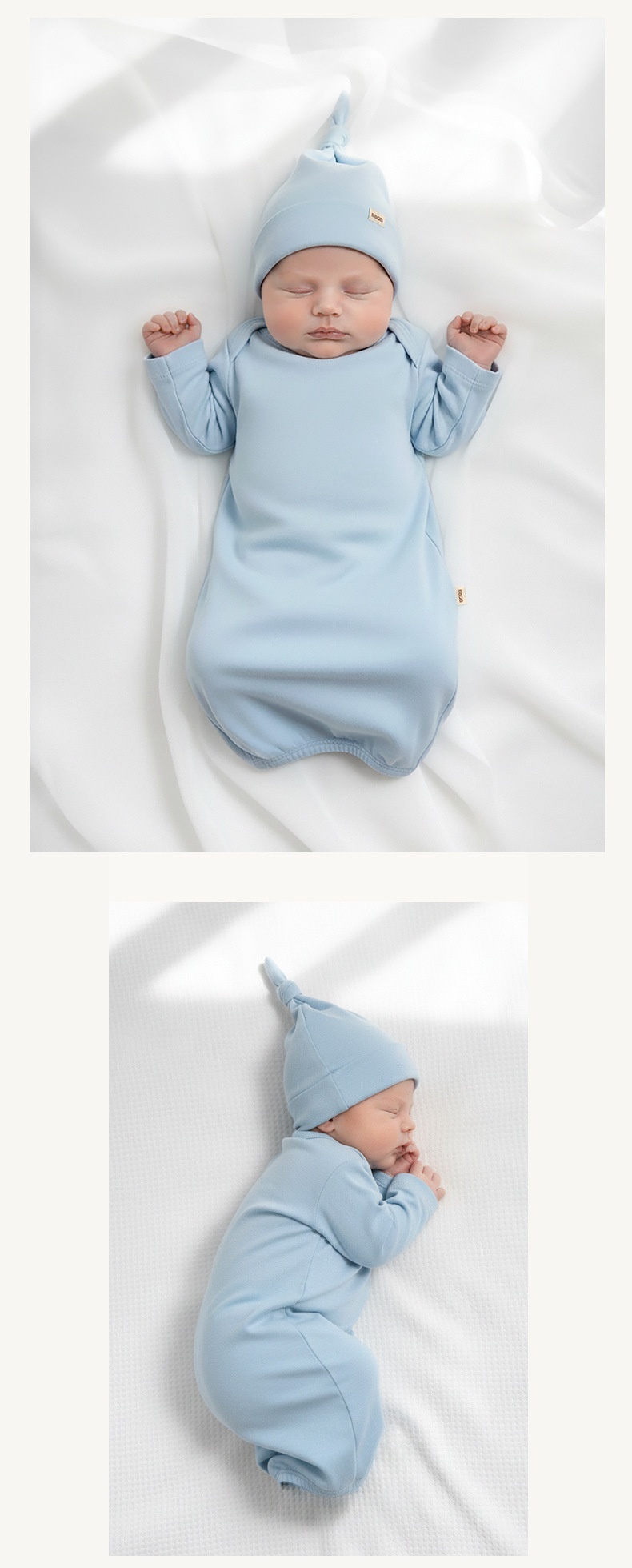 Cappellino annodato in cotone biologico per neonati - Morbido berretto per bambini