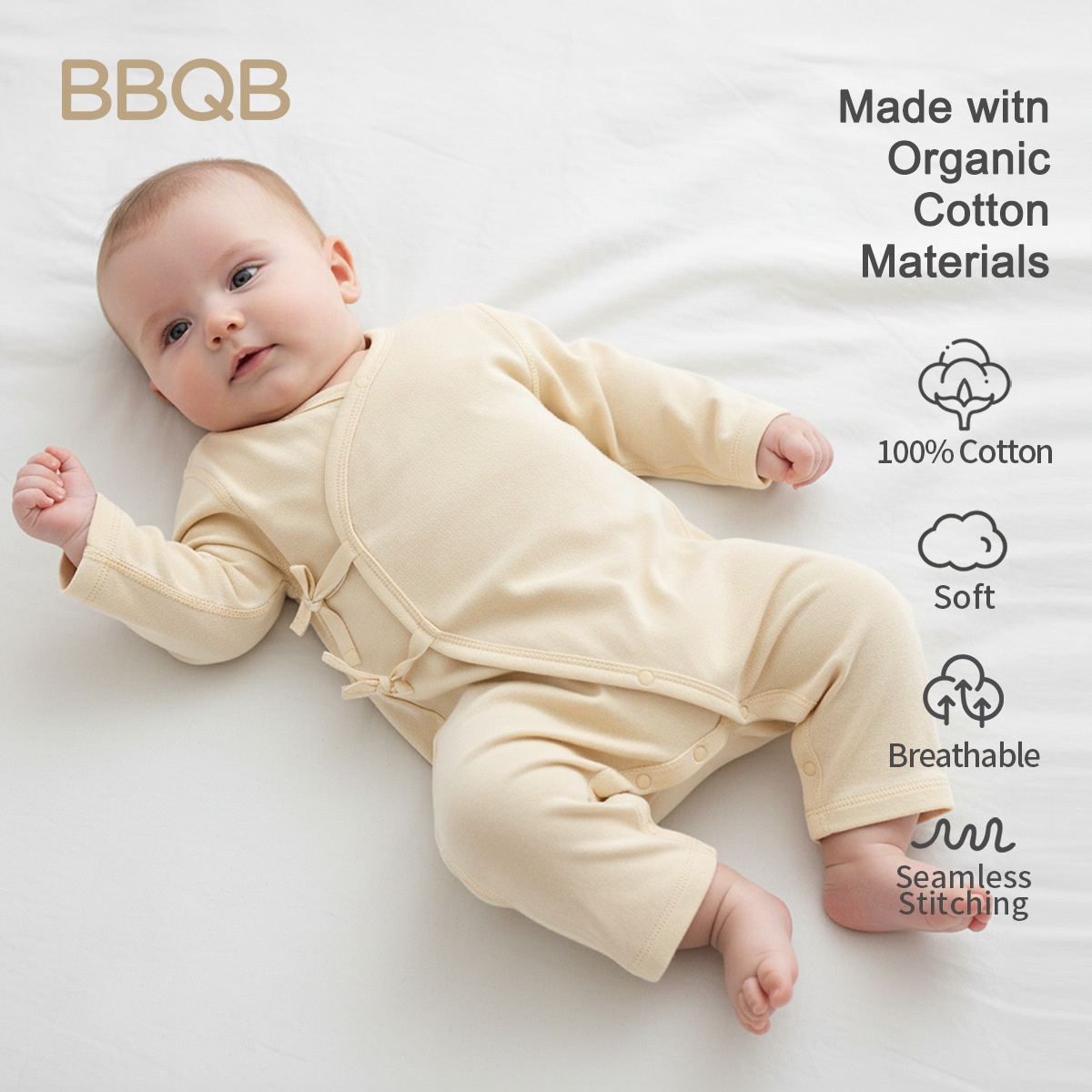 Babero de bebé de algodón orgánico con diseño de pétalos: suave y transpirable.