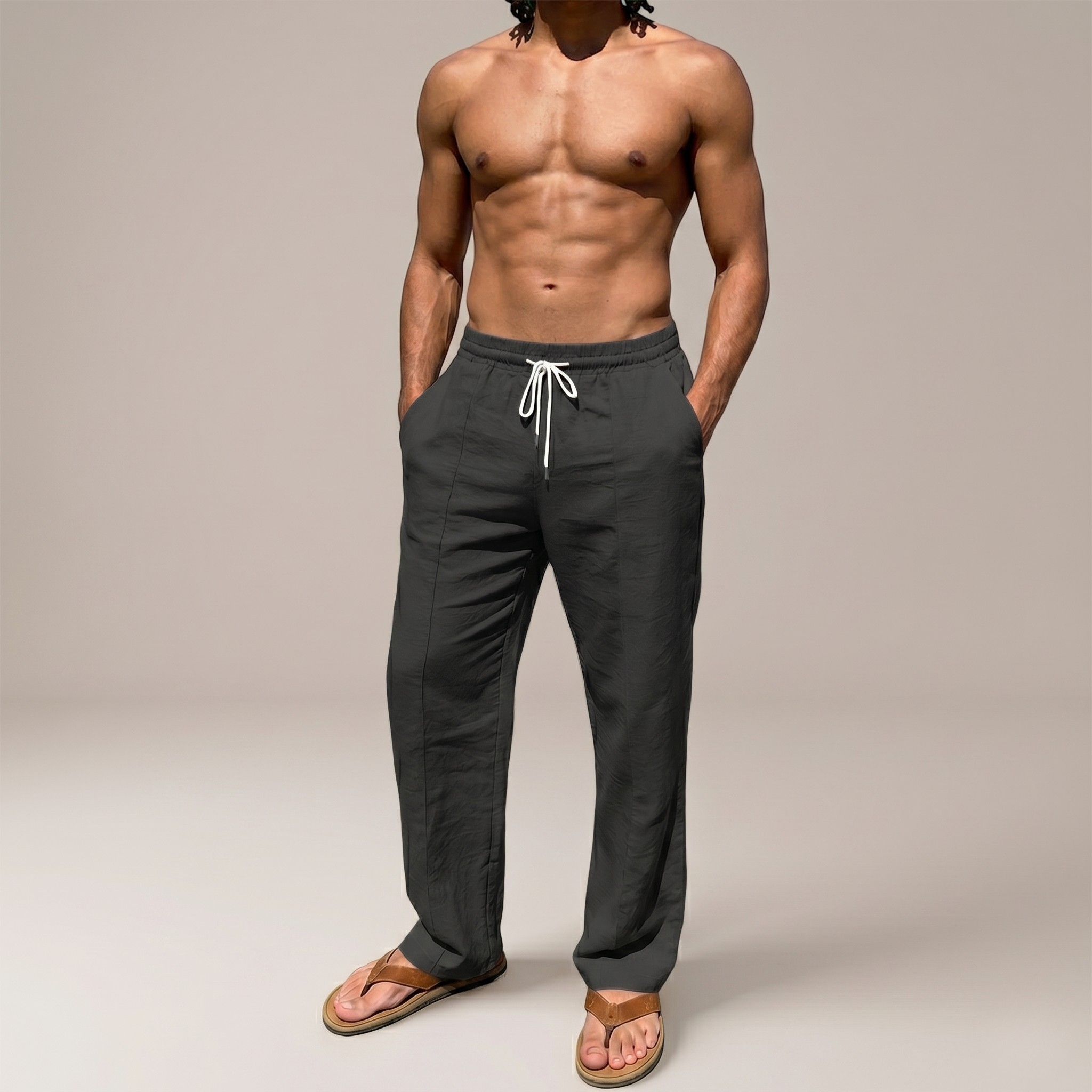 Men's Striped Drawstring Loose Fit Sweatpants