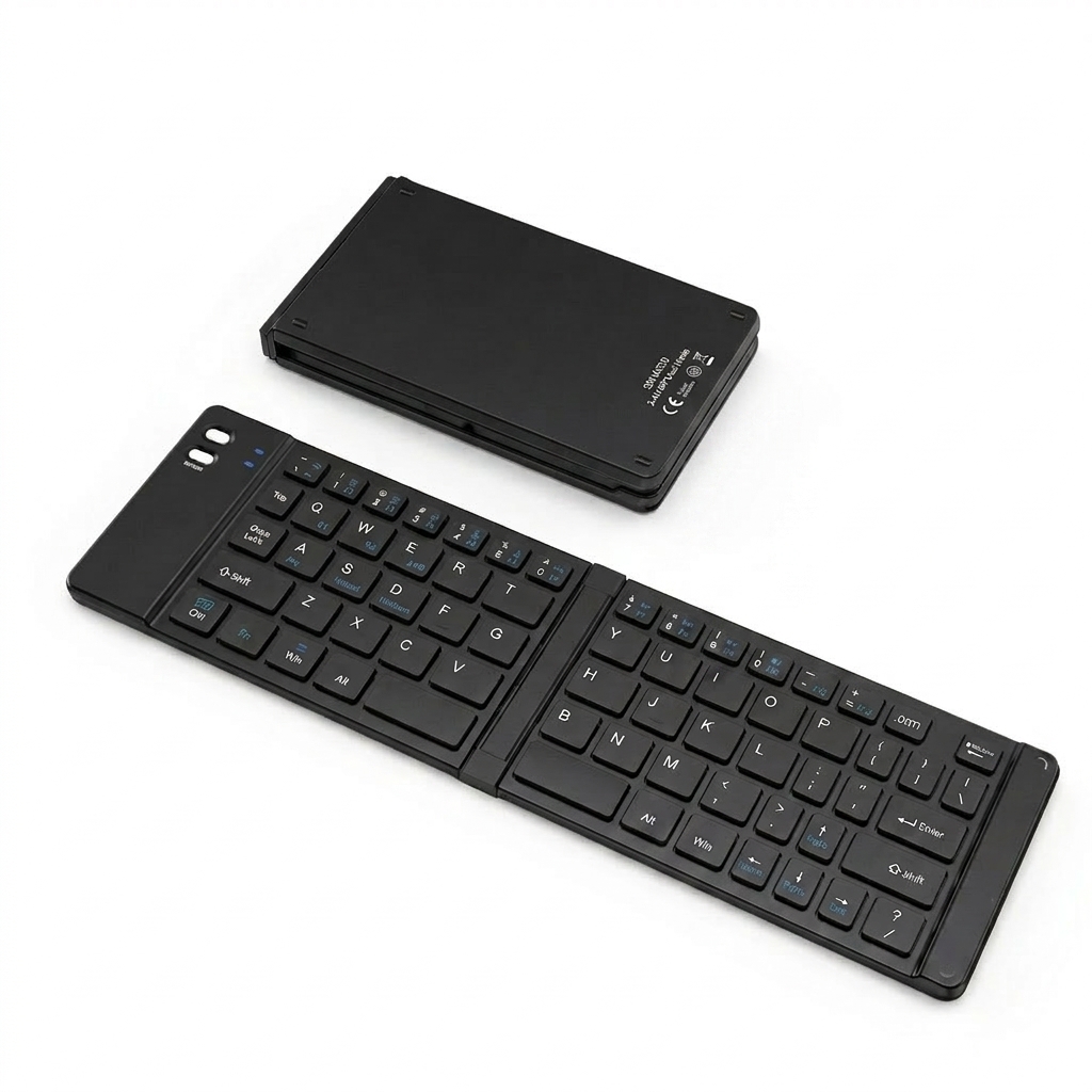 Foldable Bluetooth Keyboard & Mouse Set with 90-Hour Battery, Multi-Device