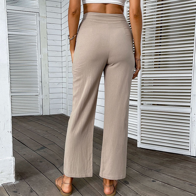 Women's High Waist Wide Leg Linen Blend Pants