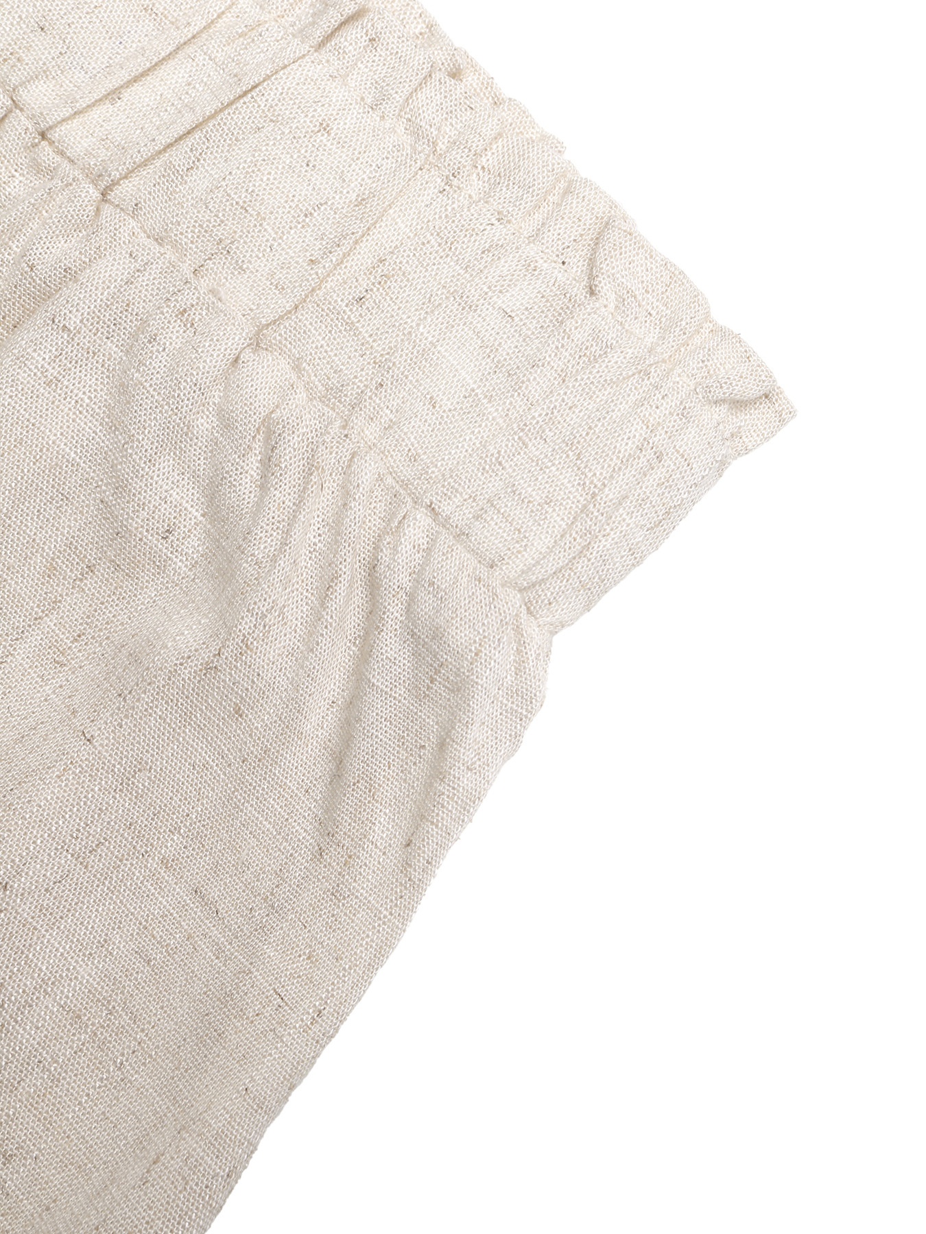 Pantalon à jambes larges et cordon de serrage pour femme, en lin mélangé beige