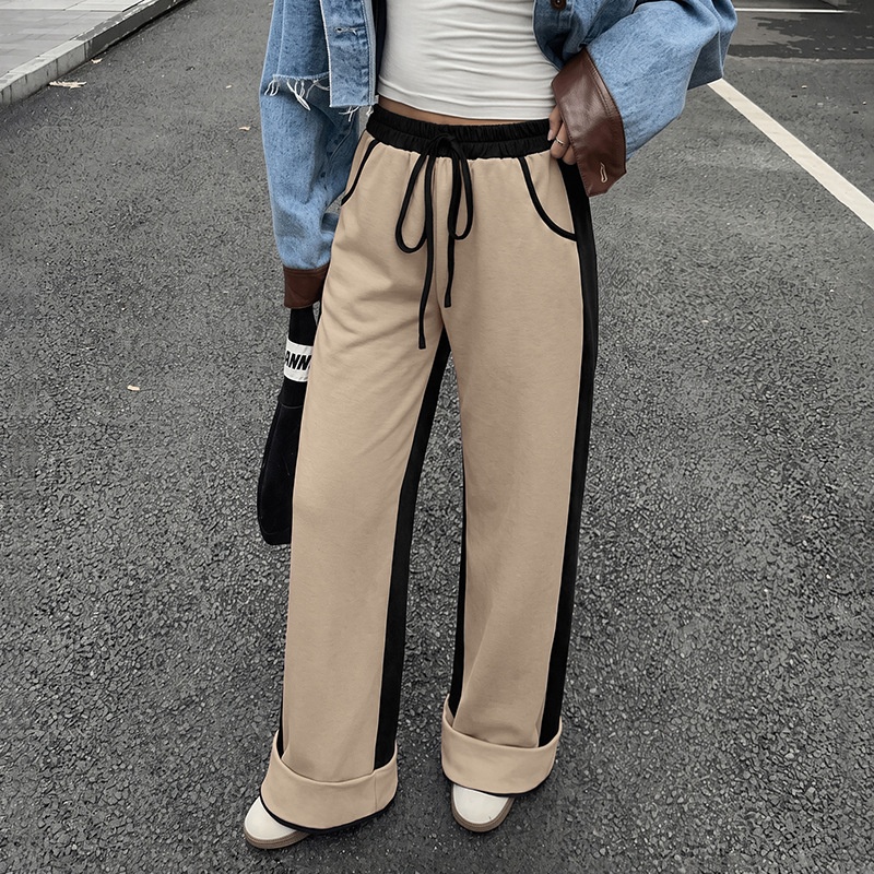 Women's Wide-Leg Contrast Side Stripe Sweatpants