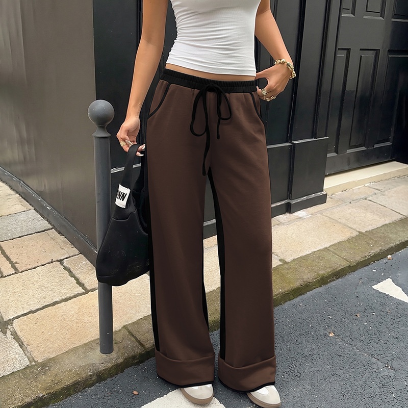 Women's Wide-Leg Contrast Side Stripe Sweatpants