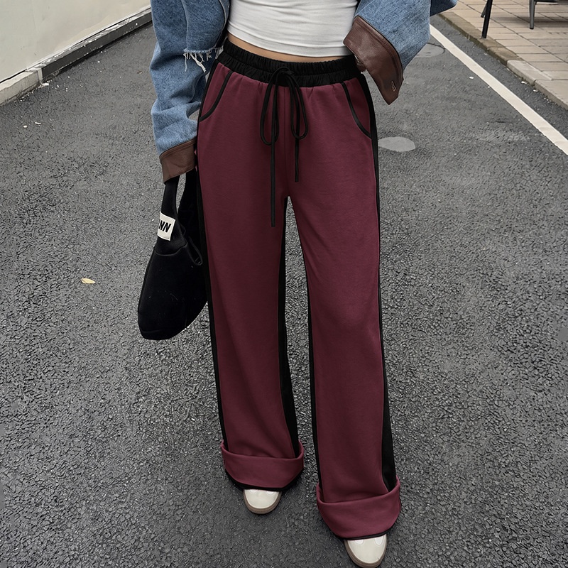 Women's Wide-Leg Contrast Side Stripe Sweatpants