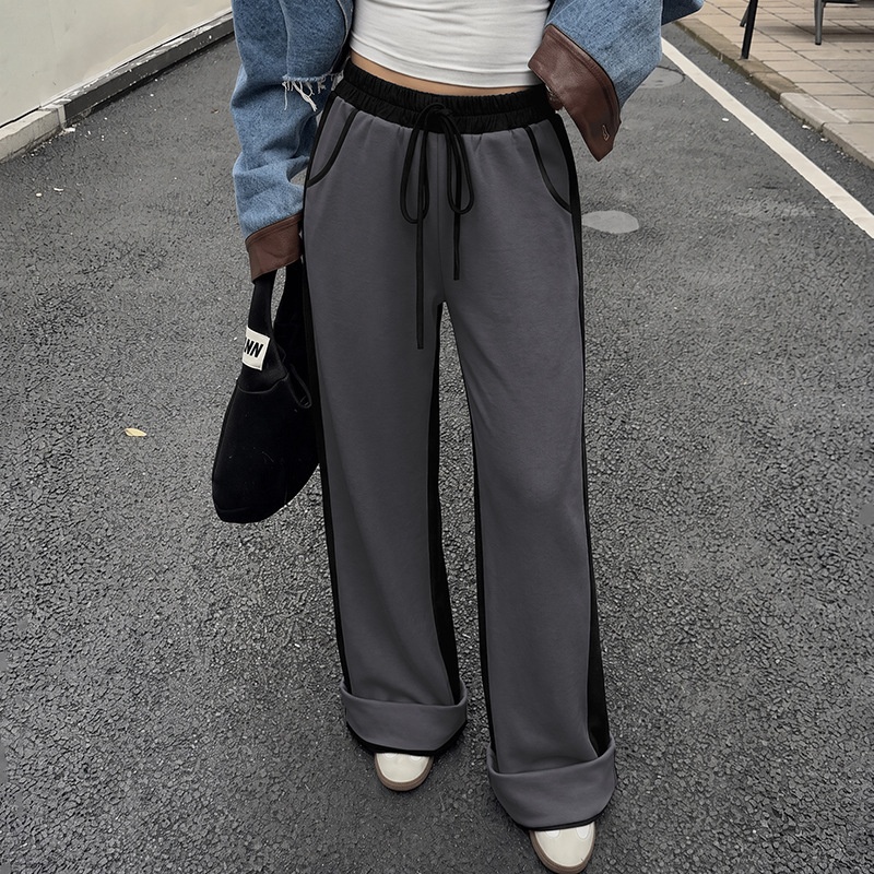 Women's Wide-Leg Contrast Side Stripe Sweatpants