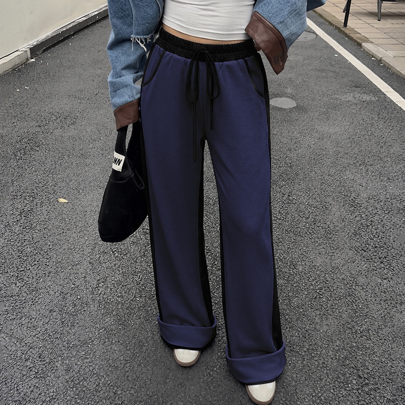 Women's Wide-Leg Contrast Side Stripe Sweatpants