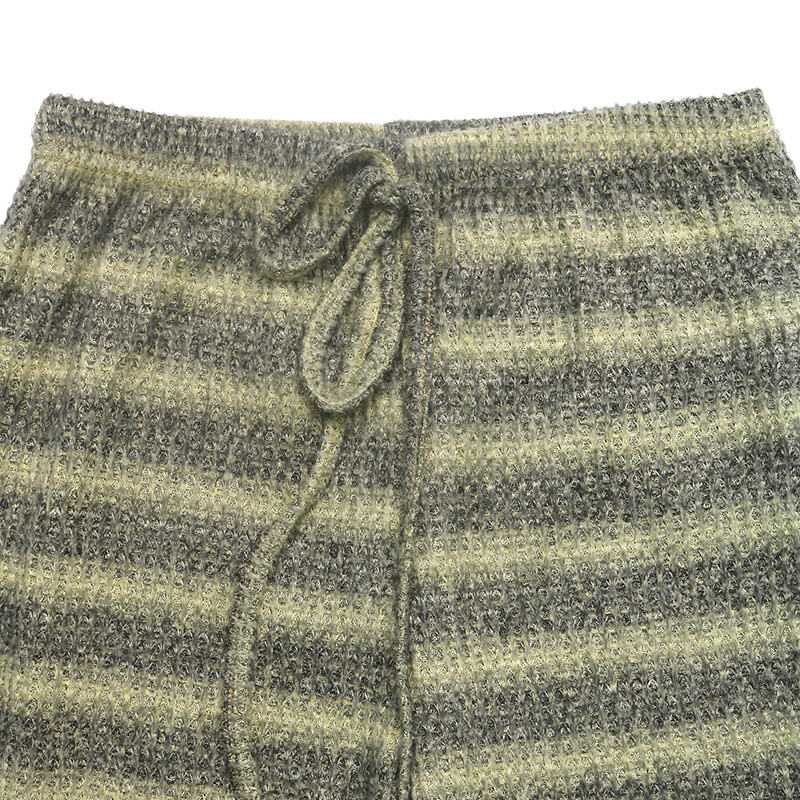 Striped Knit Wide-Leg Lounge Pants