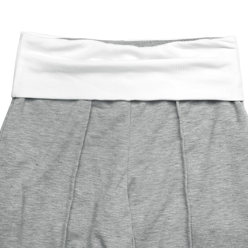 Women's Grey Foldover Waist Wide Leg Pants