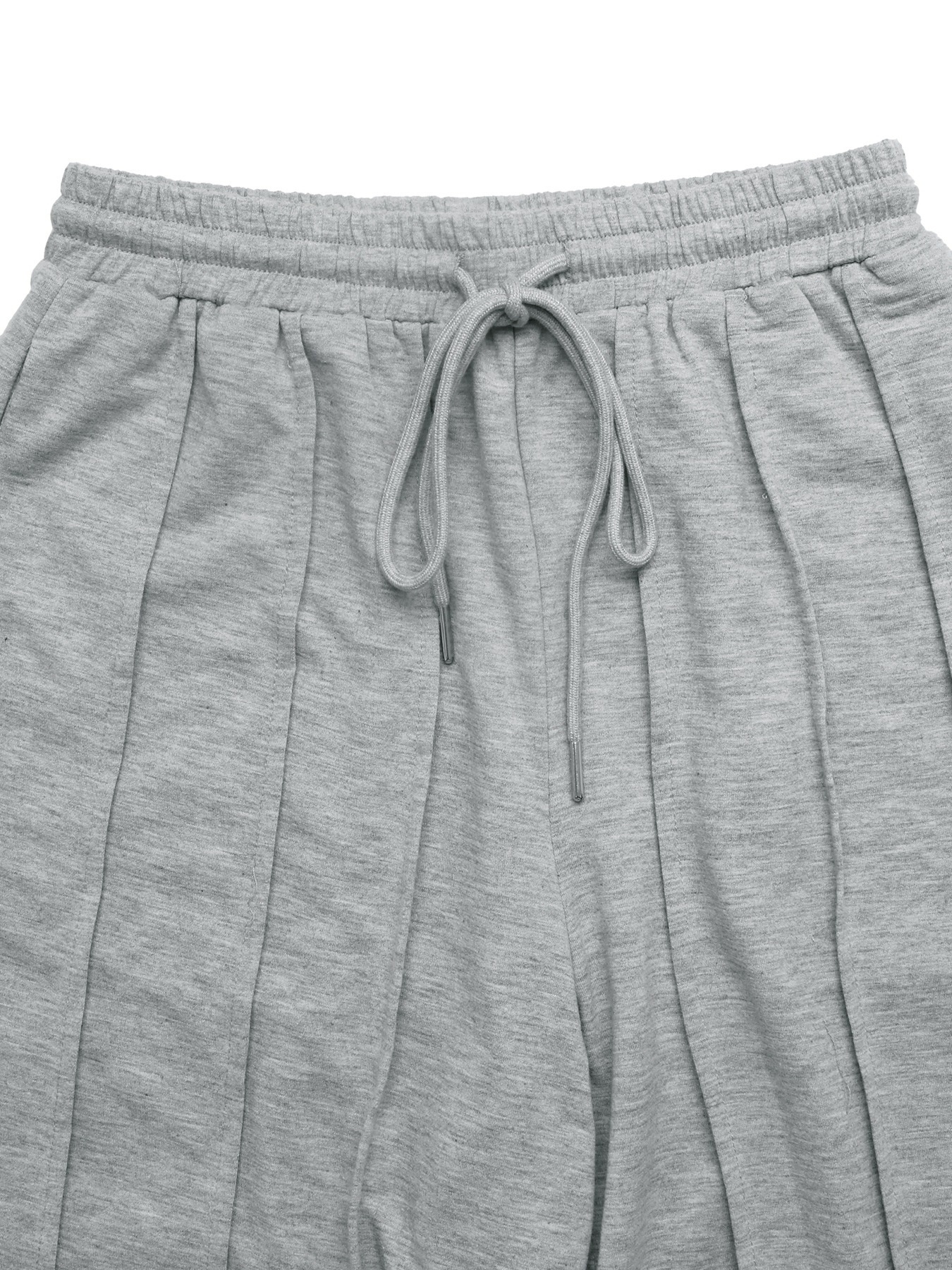 Women's Grey Pleated Wide Leg Drawstring Sweatpants