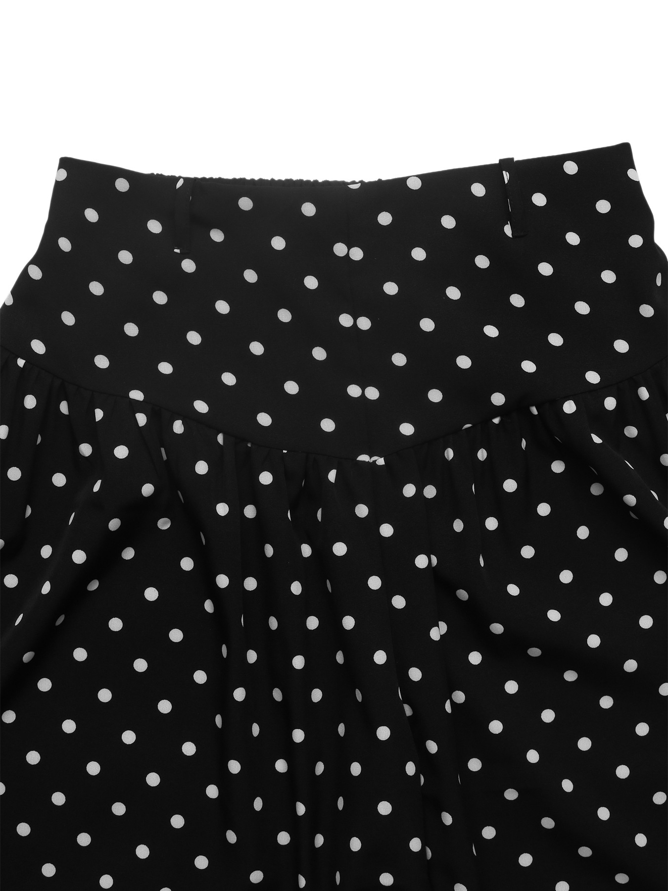 Black Polka Dot High-Waist Wide-Leg Pants