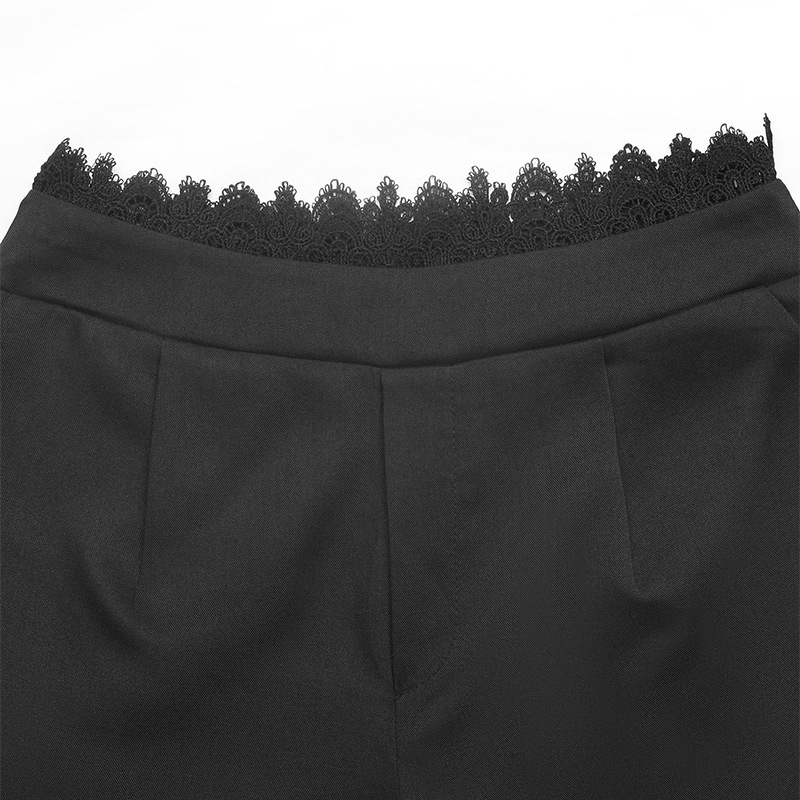 Women's High Waist Lace Trim Wide Leg Trousers