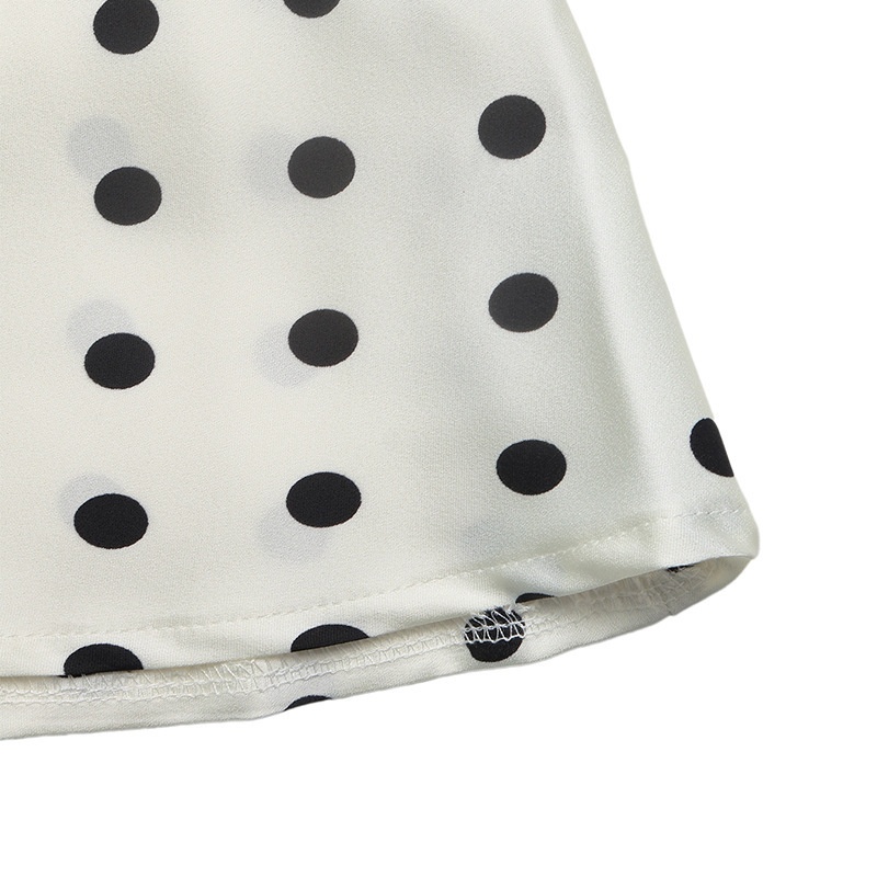 Women's Polka Dot Satin Midi A-Line Slip Skirt