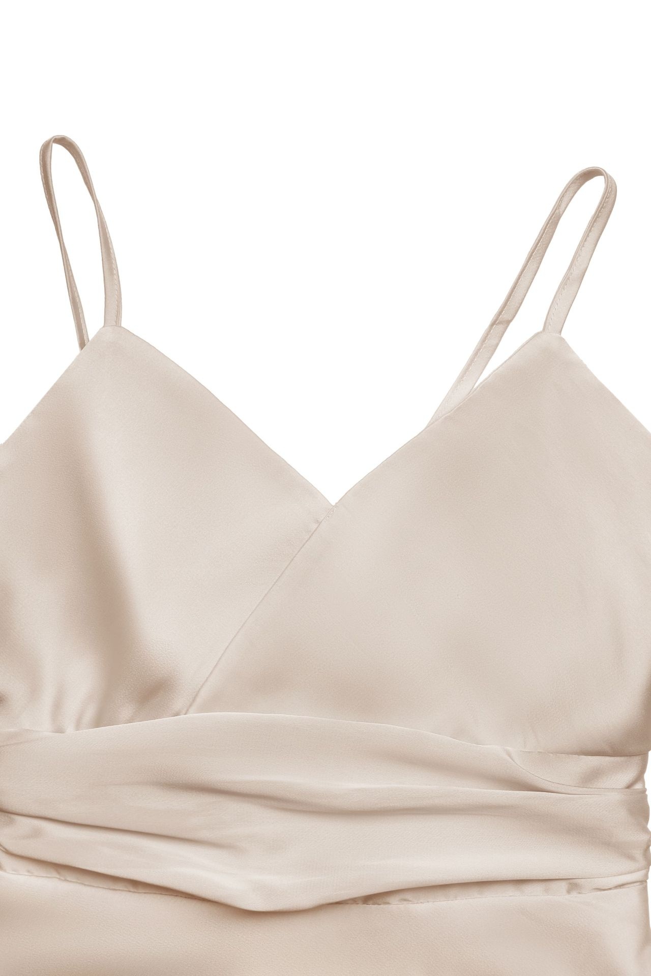 Robe nuisette midi élégante en satin champagne à col en V