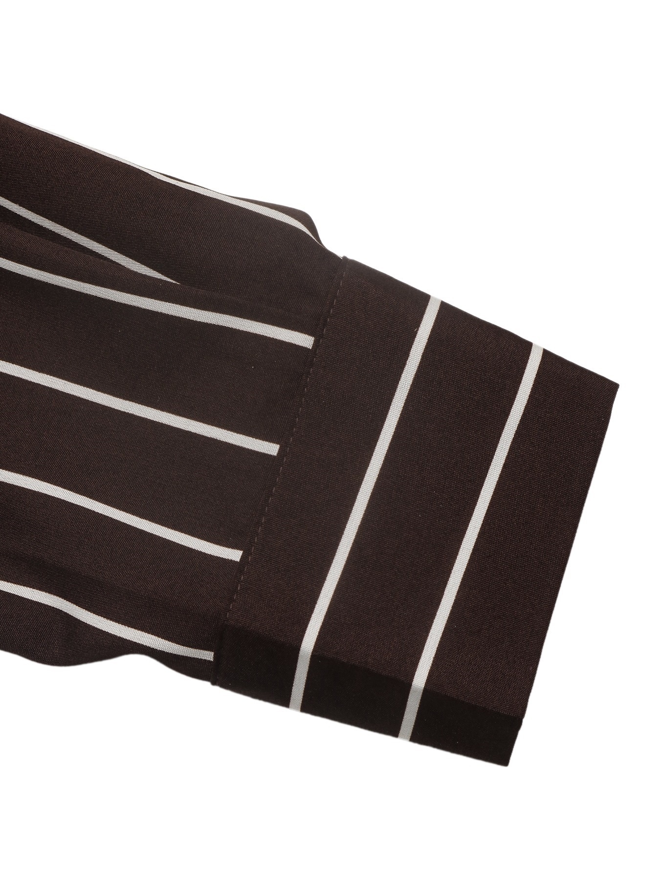 Striped Long-Sleeve Belted Maxi Shirt Dress