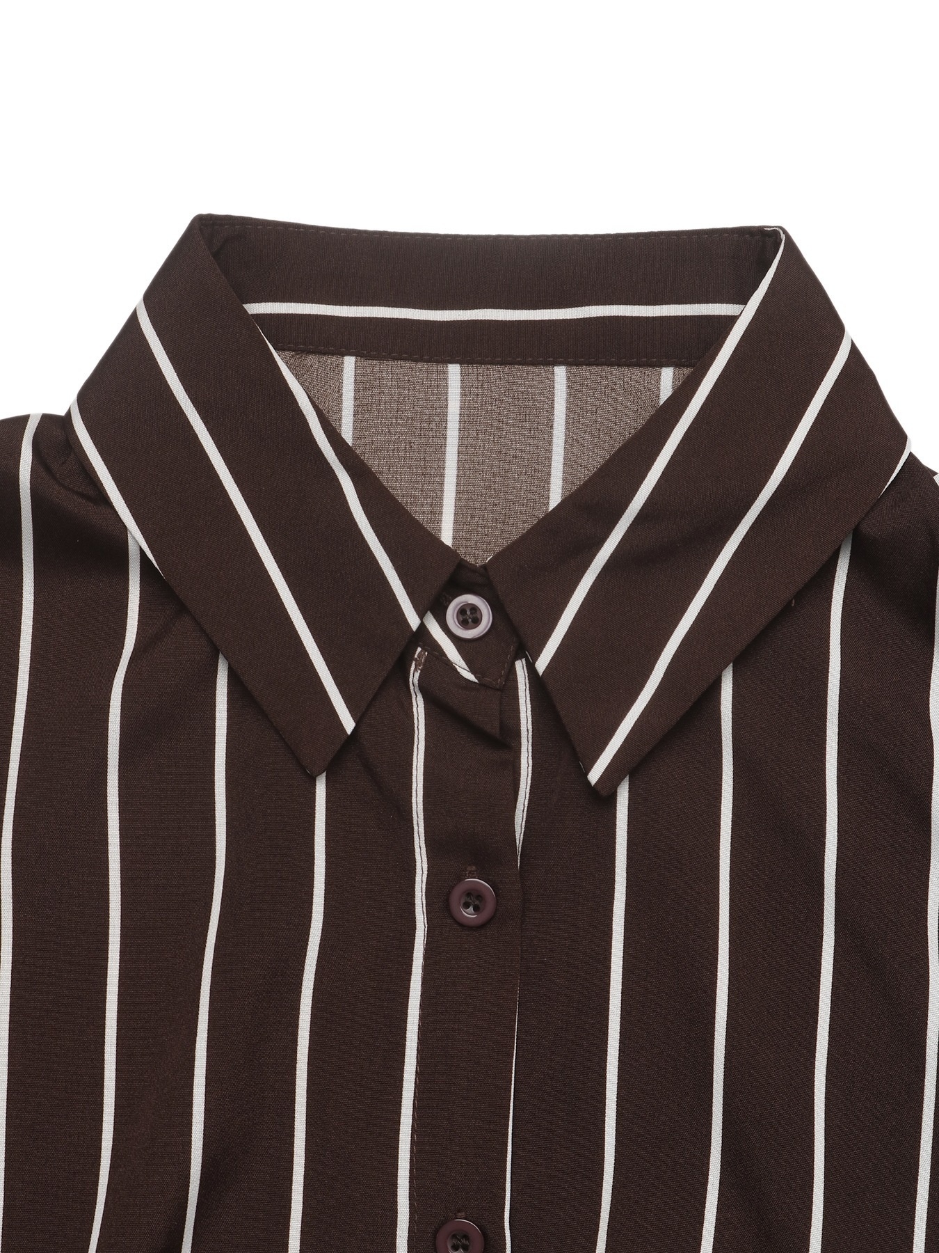 Striped Long-Sleeve Belted Maxi Shirt Dress