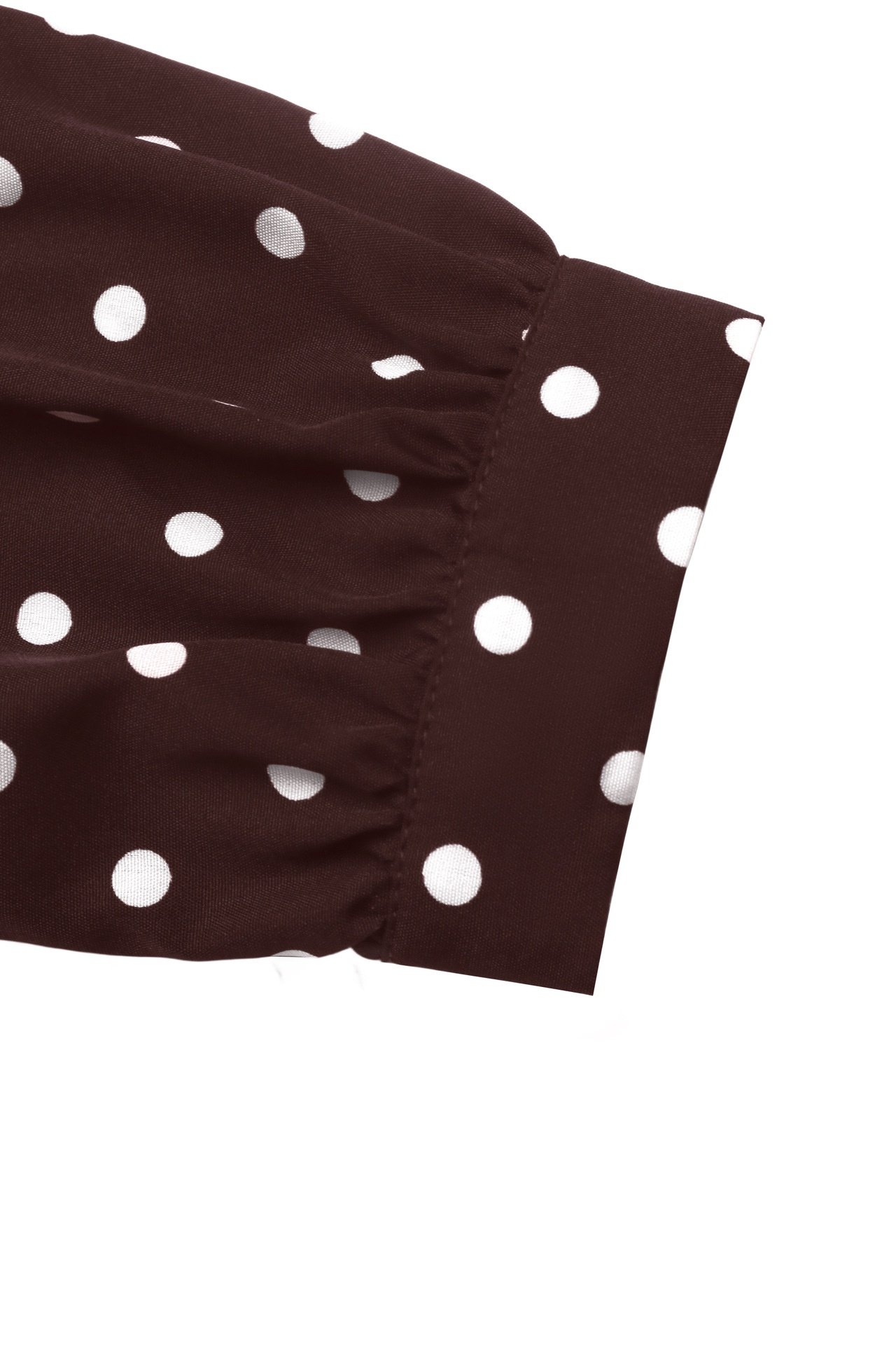 Brown Polka Dot Long Sleeve Belted Shirt Dress